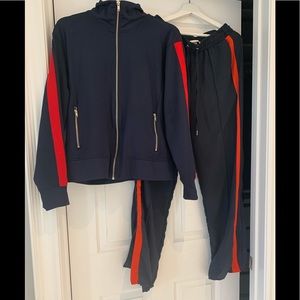 2 piece zipper jacket with chiffon pants